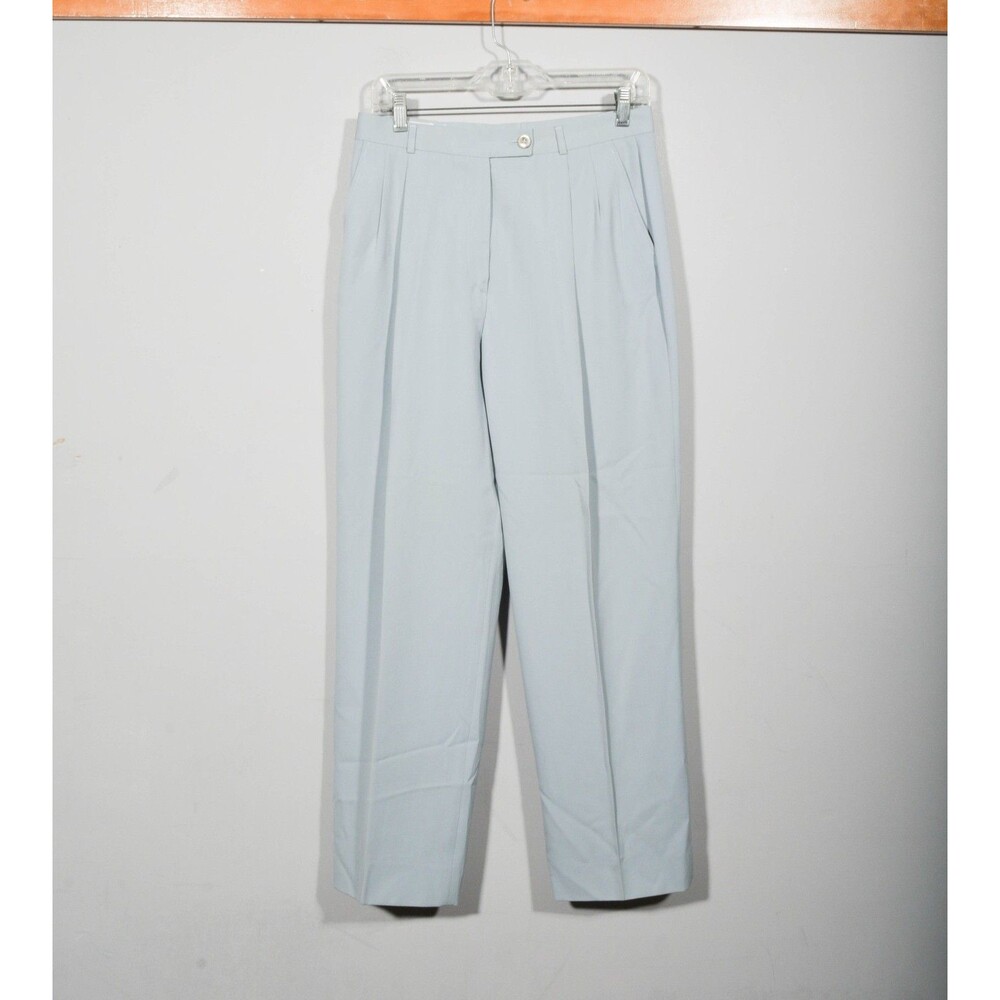 Bernard Zins Paris France 100% Wool Seafoam Pleated Straight Leg Pants Sz 10
